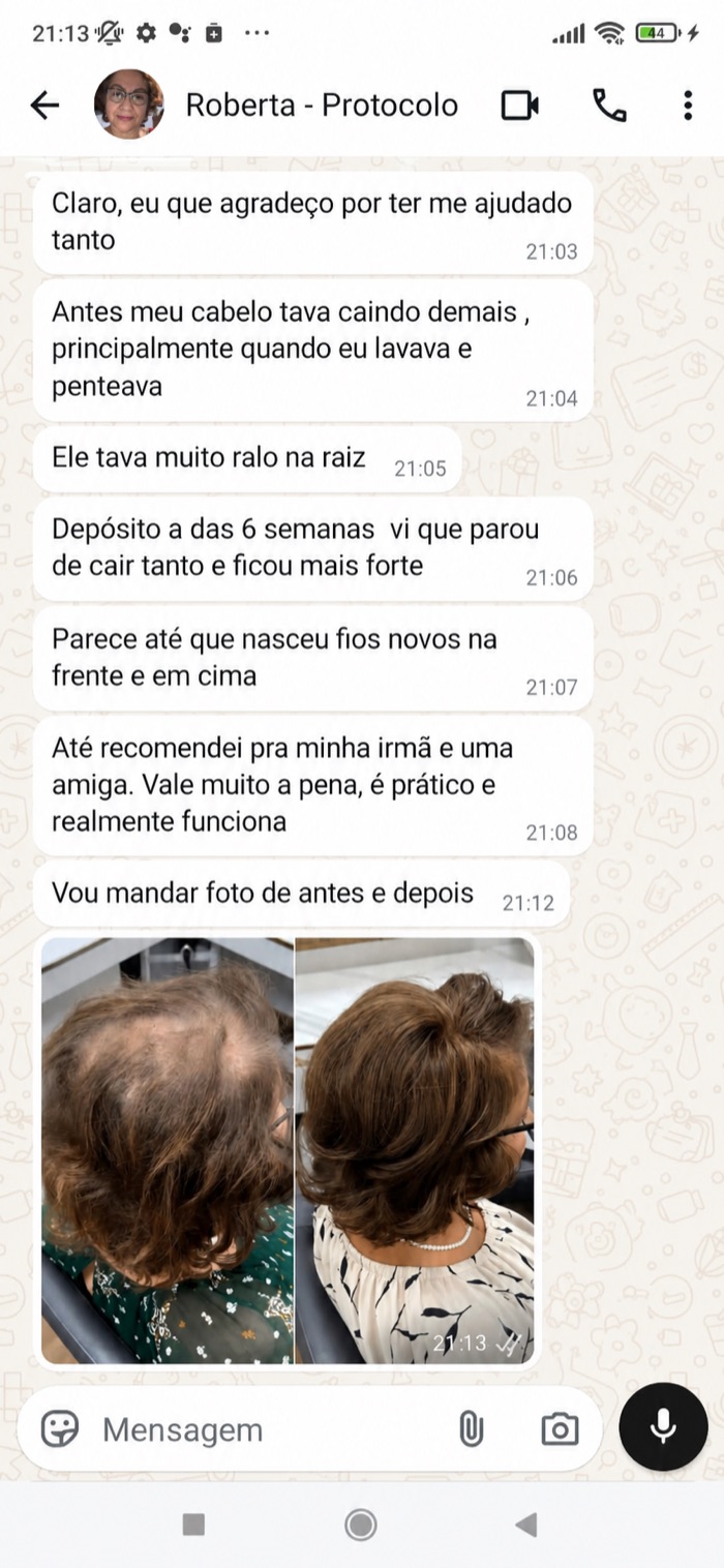 Depoimento e foto antes e depois de Roberta